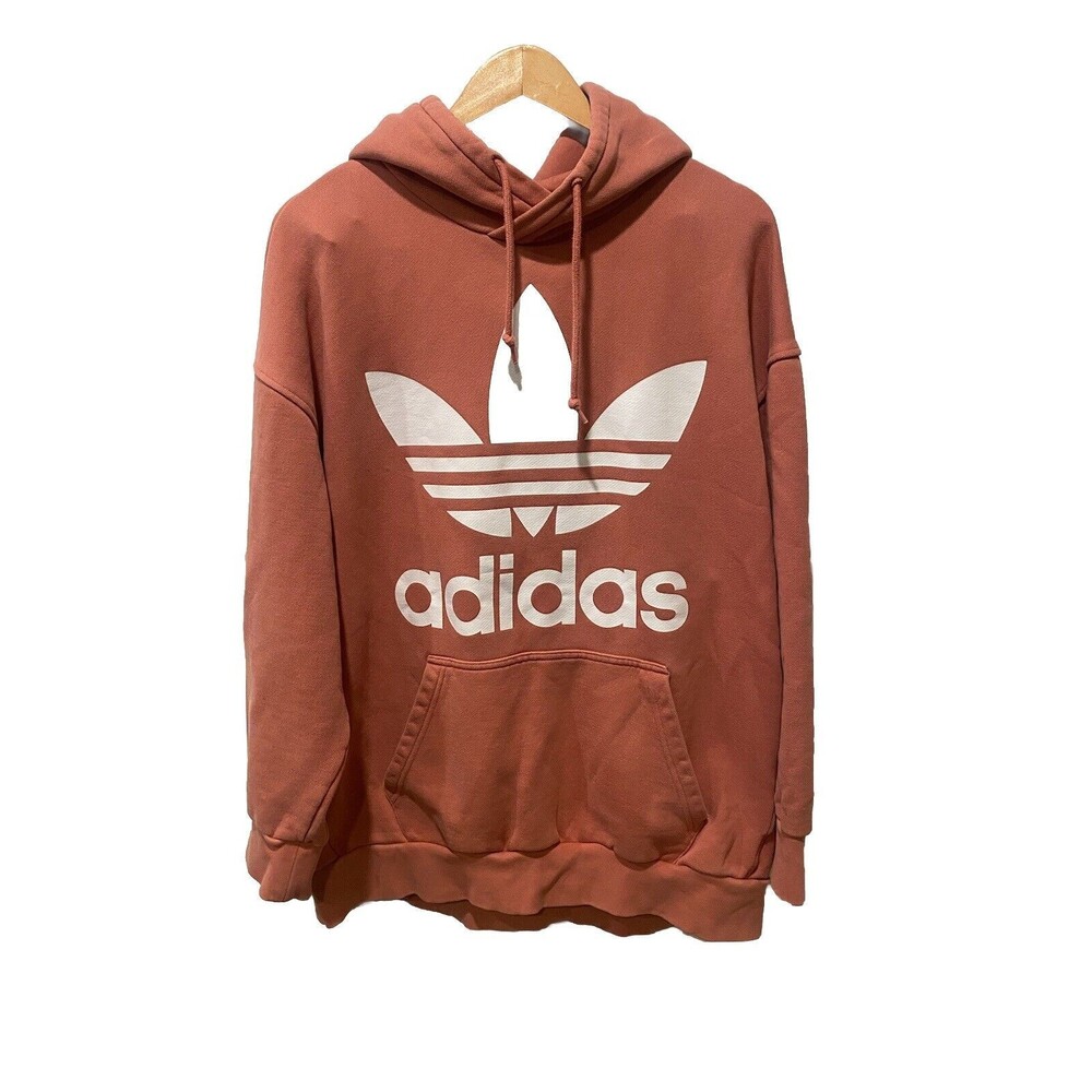 Adidas Sweatshirt Mens‎ Sz L Oversized Pink Hoodie Trefoil Sweater Pullover NWOT